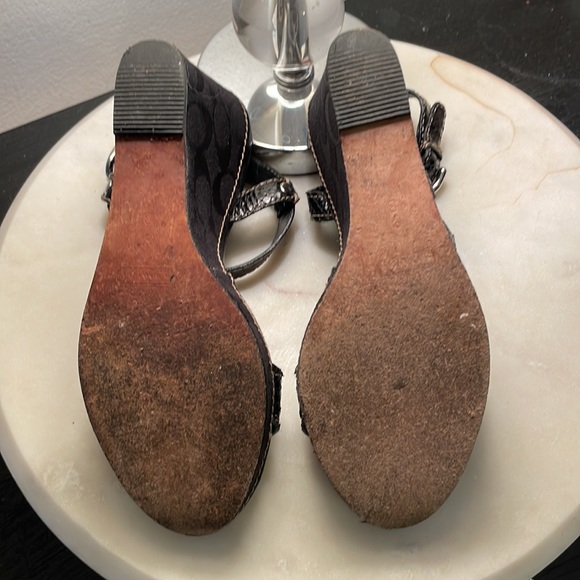 Size 6 Coach “MaryAlice” python wedge sandals. - Picture 2 of 4